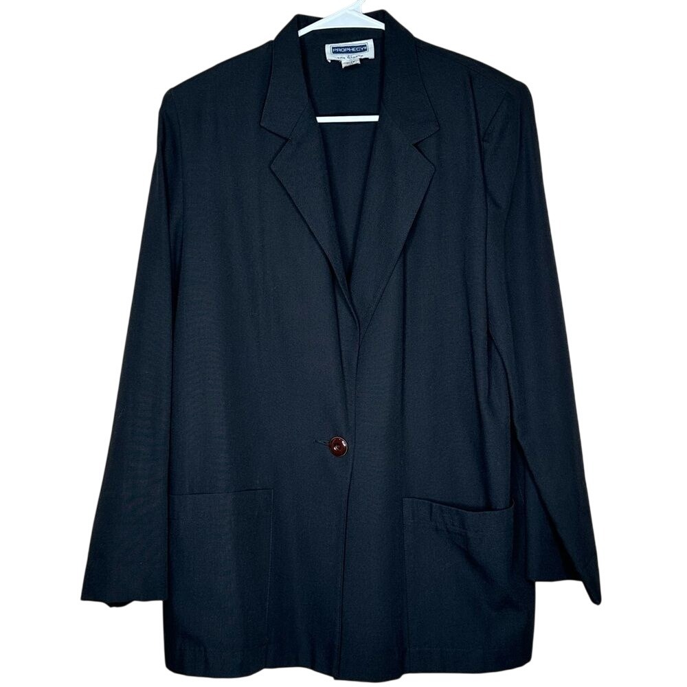 Prophecy by Sag Harbor VTG Black Single Button Blazer‎ Jacket Shoulder Pads chic